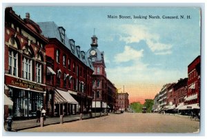 1918 Main Street Looking North Trolley Concord New Hampshire NH Antique Postcard