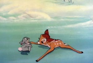 Bambi Playing With Thumper Rabbit Film Frame Movie Postcard