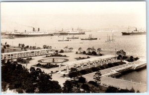 RPPC  YOKOHAMA, JAPAN    Birdseye  HARBOR SCENE  Ships  Postcard