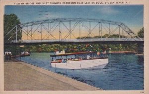 View Of Bridge And Inlet Showing Excursion Boat Leaving Dock Sylvan Beach New...