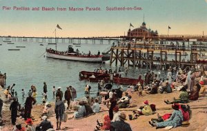Pier Pavilion and Beach, Southend-On-Sea, England, Early Postcard, Unused