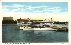Sarasota Florida FL Sarasota Bay Yacht Basin Vintage Postcard