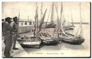 Old Postcard The Boat Fishing Boats Treport