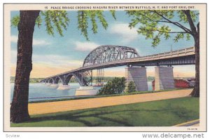 Peace Bridge Crossing Niagara River between Buffalo, New York & Fort Erie, On...