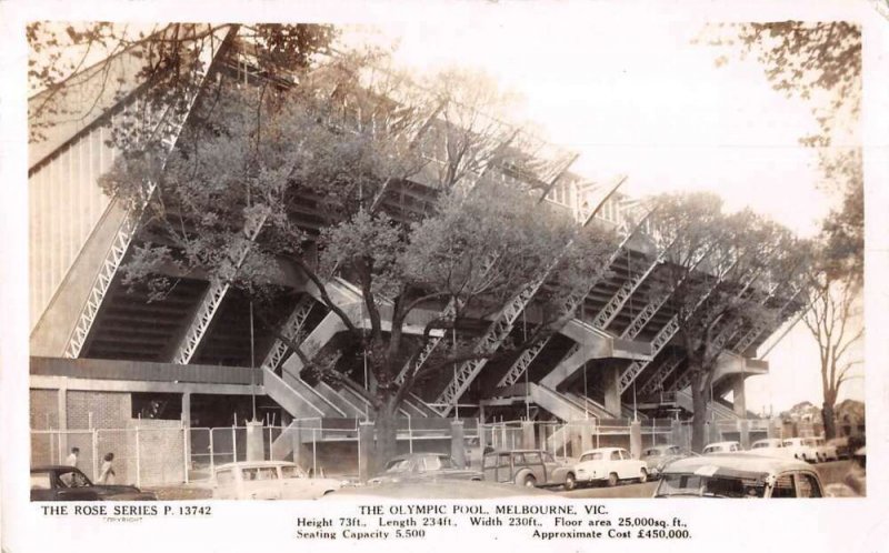 Melbourne Australia Olympic Pool Grandstand Real Photo Postcard AA19856