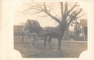 J26/ Interesting RPPC Postcard c1910 Horse and Buggy Men 212