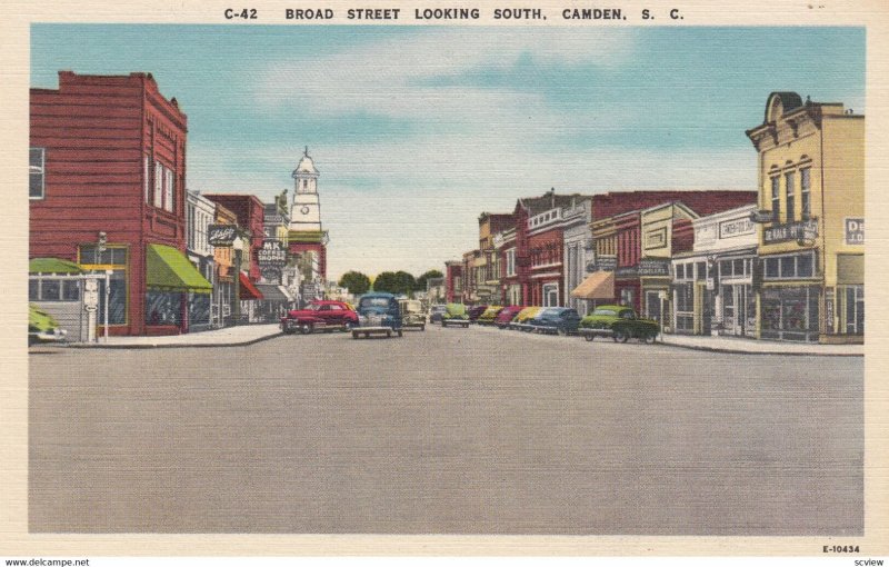 CAMDEN, South Carolina, 1930-1940's; Broad Street Looking South
