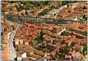 VINTAGE CONTINENTAL SIZE POSTCARD AERIAL VIEW OF THE AQUEDUCT AT SEGOVIA SPAIN B
