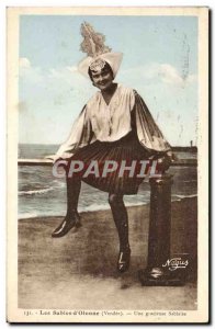 Old Postcard The d & # 39Olonne Sands A Gracious Sablaise Folklore