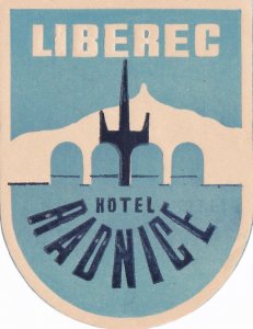 Czechoslovakia Liberec Hotel Radnice Vintage Luggage Labe sk3624