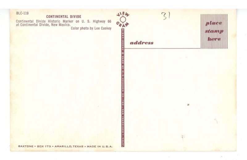 NM - US Hwy 66. Continental Divide Marker & Gas Station