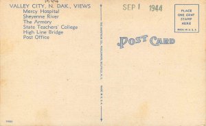 Postcard North Dakota Valley City 1944 Views large Letters Hafstrom 22-13384
