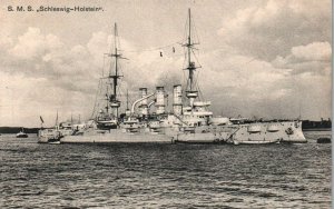 SMS Schleswig-Holstein German Imperial Navy Ship WWI c.1910 Vtg Postcard