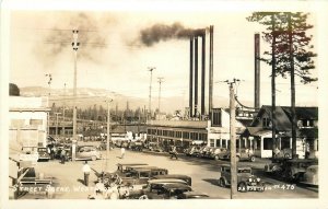 Postcard 1930s RPPC California Westwood Lumber Mill Street Scene Lassen 24-87