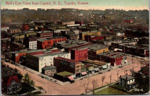 Postcard Birds Eye View from Capitol, Northeast in Topeka, Kansas~4531