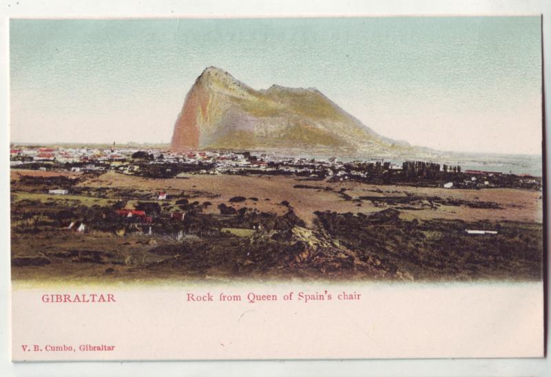 P753 old birdseye view gibraltar rock from queen of spain chair