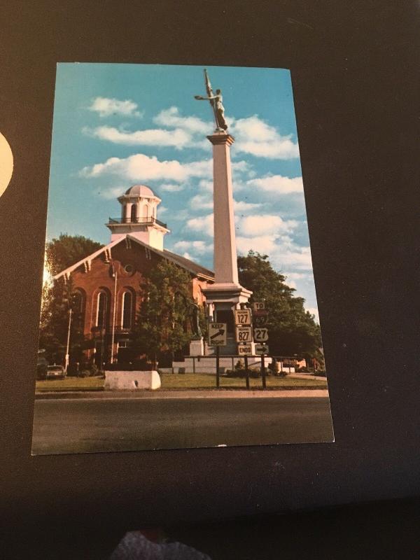 Vtg Postcard: Civil War Monument & Court House . Angola Indiana 