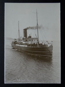 Isle of Man Steam Packet Ship T.S.S. PEEL CASTLE at RAMSEY c1980 RP Postcard