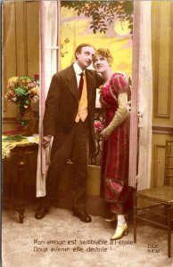 RPPC My Love is Like the Stars French Couple 1918 Real Photo Postcard Clinton MN