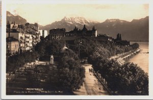 Switzerland Montreux Place de la Rouvenaz et la Dent du Midi Vintage RPPC C204