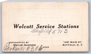 K50/ Antique Business Card 1940s Wolcott Service Station Buffalo New York 133