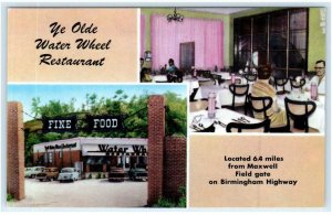 PRATTVILLE, AL ~ Roadside YE OLDE WATER WHEEL Restaurant c1950s  Postcard