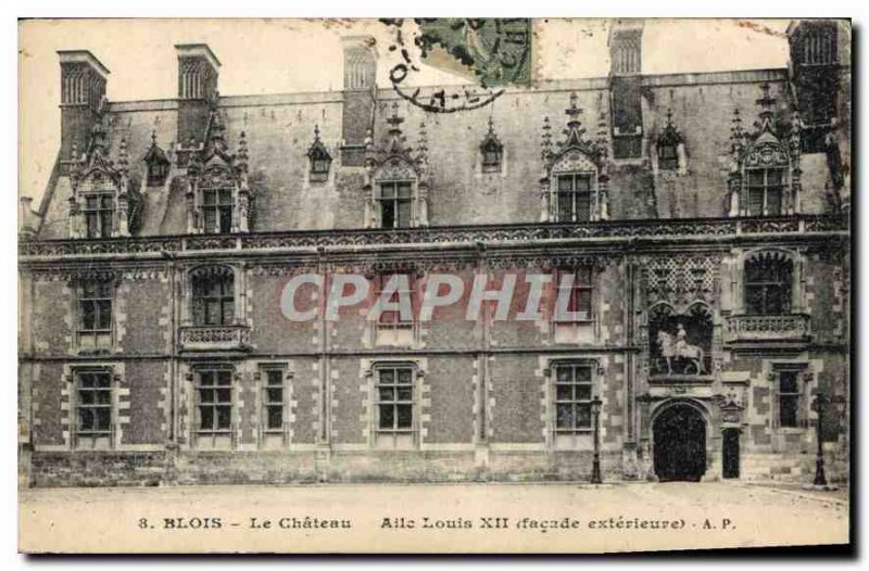 Old Postcard Blois Chateau Louis XII Wing external fa?ade