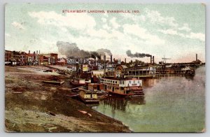 Evansville IN Indiana Steam Boat Landing c1908 Postcard O24