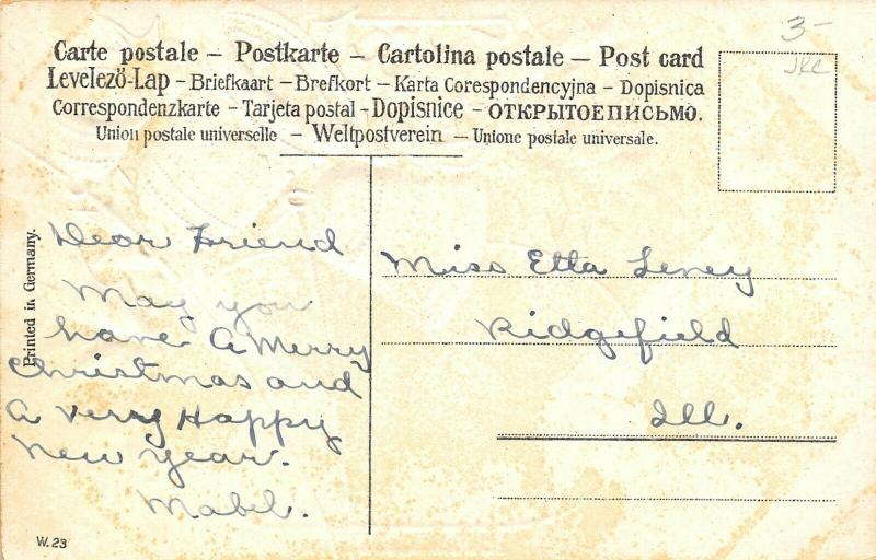 Christmas~Gold Bells Swing Wintry Home Vignette~Silver Texture~Embossed~Germany