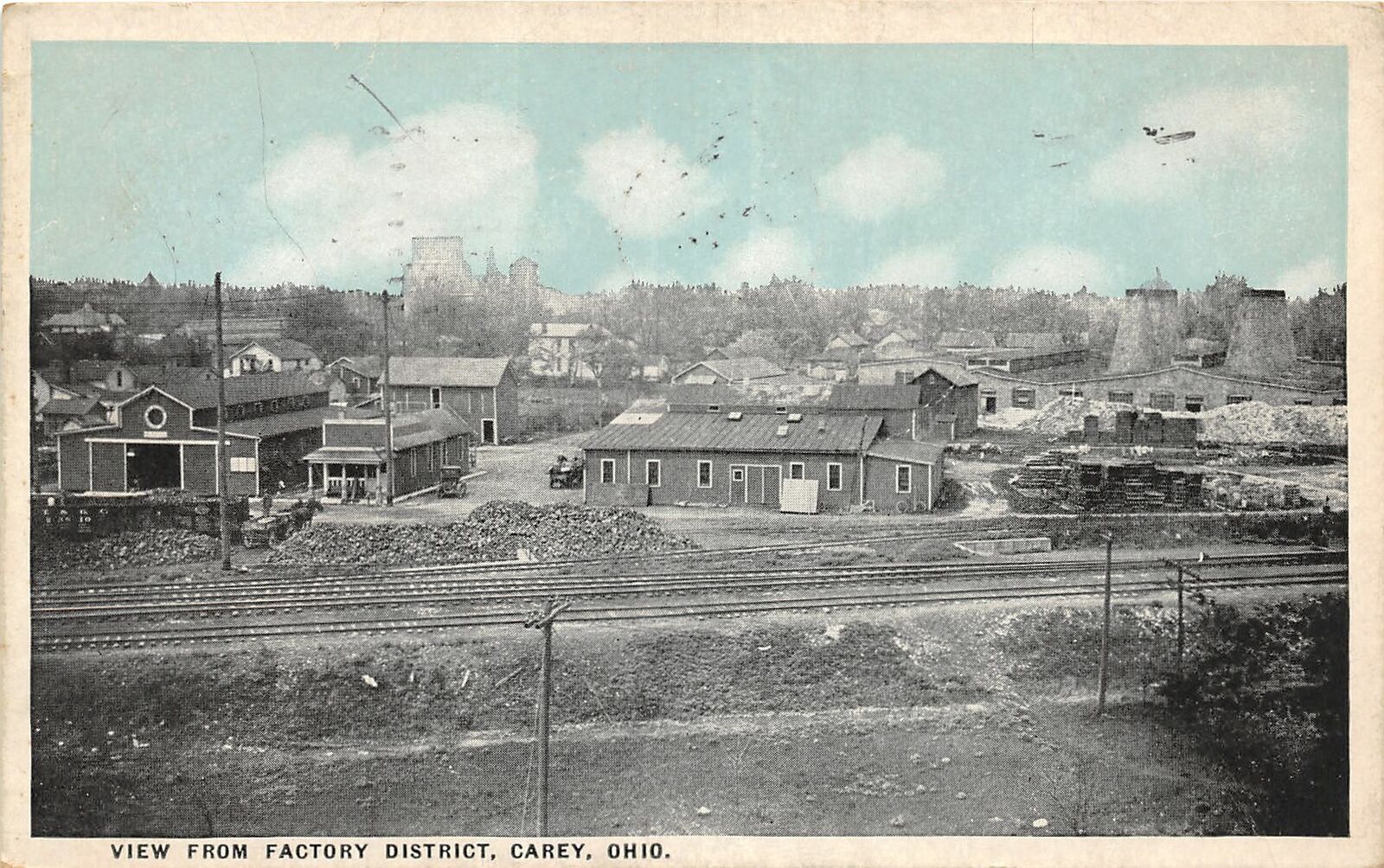 H61/ Carey Ohio Postcard c1936 Factory District Buildings Railroad Tracks 113 United States