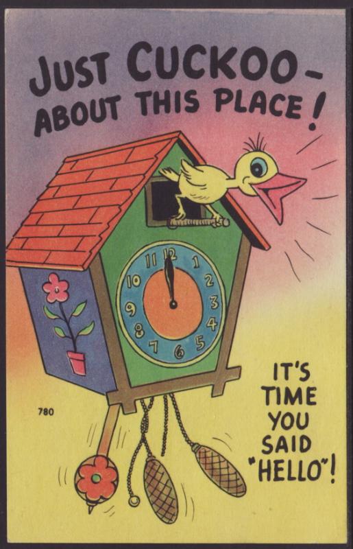 Just Cuckoo,Cuckoo Clock,Comic Postcard