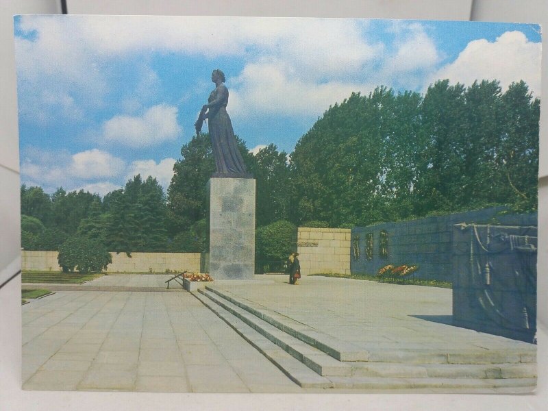 Vintage Postcard Motherland Statue Monument at Piskariovskoye Memorial Cemetery