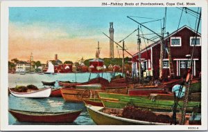 Fishing Boats at Provincetown Cape Cod Massachusetts Vintage Postcard C198