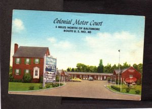 MD Colonial Motor Court Motel Baltimore Maryland Linen Postcard PC