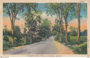 FLORA, Mississippi, PU-1943; Greetings, Rural Road Scene