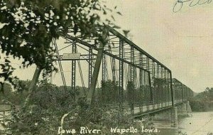 Postcard RPPC View of Bridge over Iowa River in Wapello, IA.        R7