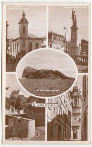 Gibraltar; Multiview RP PPC By Rex, Unused, c 1930's, Shows St Andrews, Castle 2 