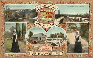 Vintage Postcard 1909 Greetings from Land Of Evangeline Novia Scotia Canada