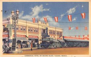 Tijuana Mexico Commerical Hotel Street Scene Antique Postcard K13942