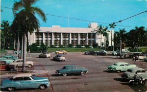 Automobiles Postcard Biscayne Blvd Library Miami Florida Gulf Teich 20-2762