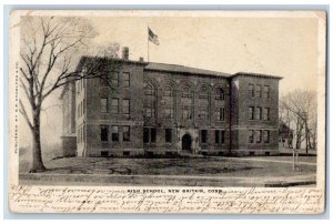 New Britain Connecticut CT Postcard High School Exterior Building c1906 Vintage