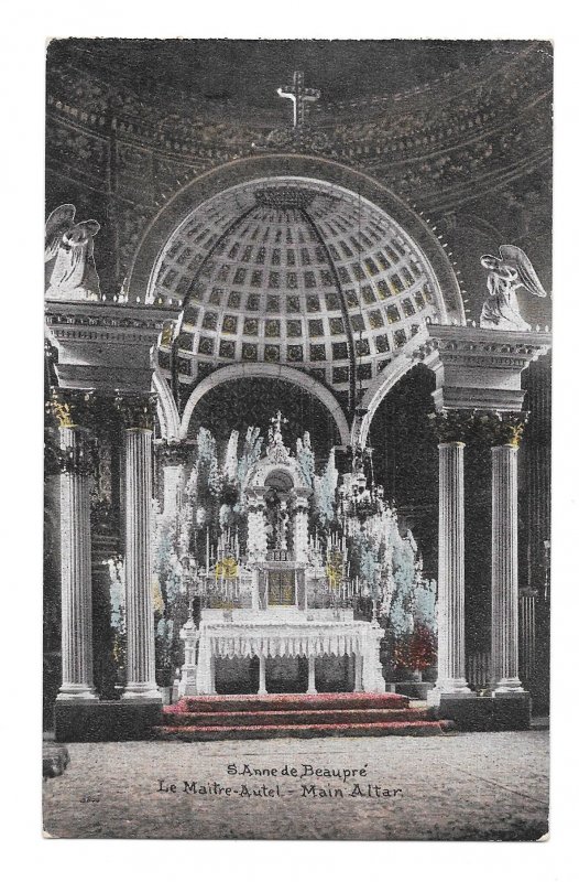 Canada Quebec Basilica St Anne de Beaupre Church Main Altar Vintage Postcard