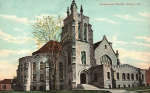 Vintage Postcard 1910's Presbyterian Church Marion Indiana Structure Religious