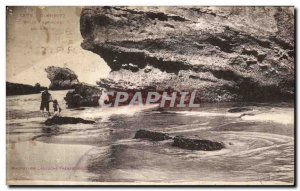 Old Postcard Biarritz Under the rock of Basta