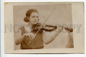 3161544 MUSICIAN Woman w/ Violin VIOLINIST vintage REAL PHOTO