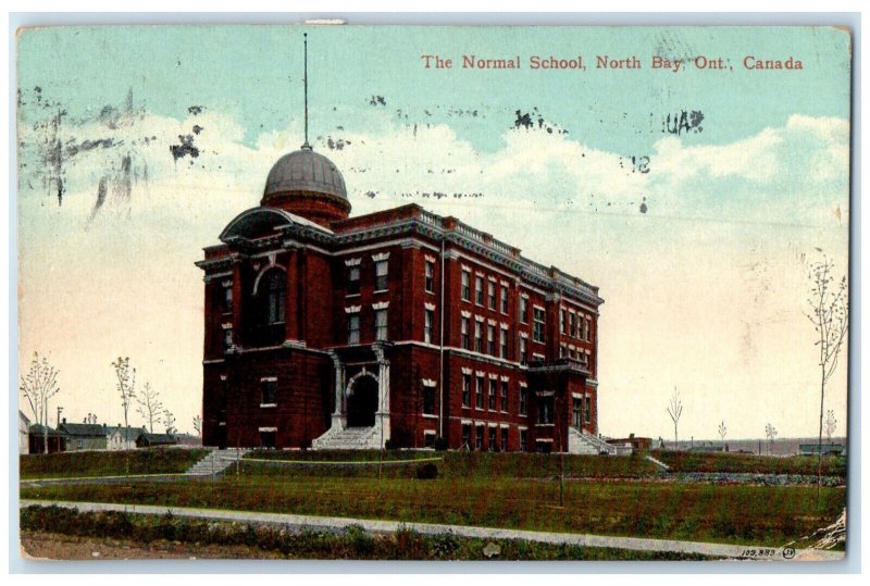 1913 The Normal School North Bay Ontario Canada Antique Posted Postcard