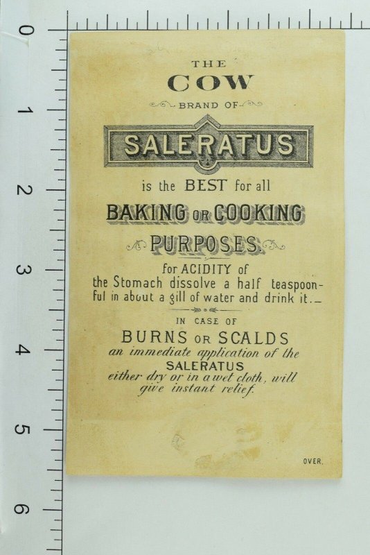 1880's Graphical The Cow Brand Dwight's Saleratus Baking Cooking Lovely Cow P97