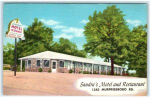 NASHVILLE, TN Tennessee ~ Roadside SANDRA'S MOTEL & Restaurant 1954 Postcard