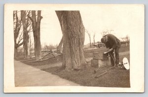 RPPC   Farmer With Antique Vegetable Washer  c1910  Postcard