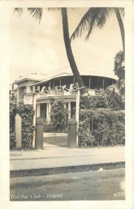 Postcard RPPC 1940s Hawaii Halekai Club Waikiki roadside HI24-2978